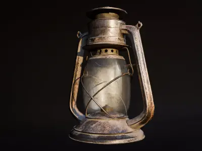 Rusty Oil Lamp - Game Ready 3D Asset Low-poly 3D model