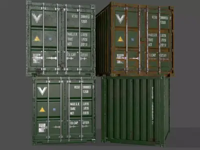 PBR 10 ft Storage Container - Green Low-poly 3D model