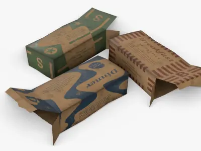 US K-Ration boxes End War WWII - Dirty version Low-poly 3D model