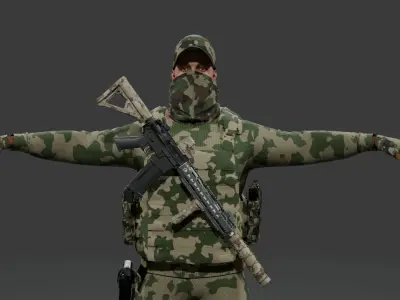 Modern Soldier Outfit Modular 3D Character Kit Low-poly 3D model