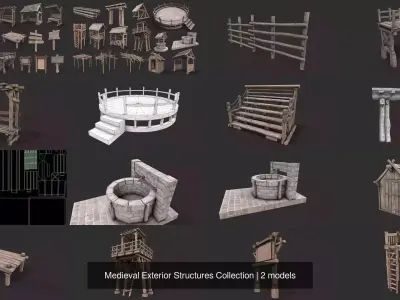 Medieval Exterior Structures Collection 3D Model Pack