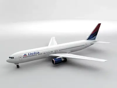  Boeing 767-300 Airliner - Delta Airlines Low-poly 3D model