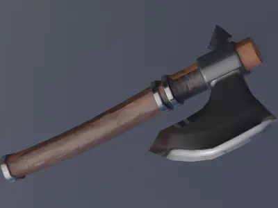 Battle axe Low-poly 3D model 4