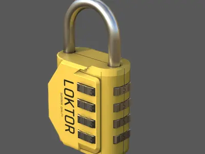 4 Digit Combination Padlock Low-poly 3D model