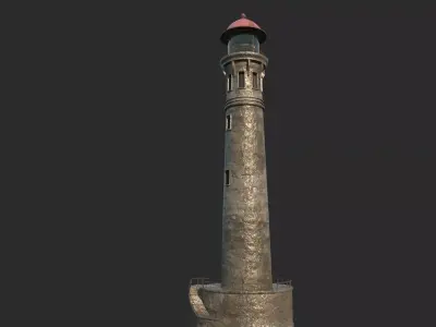 The old-fashioned lighthouse by the seaside 3D model