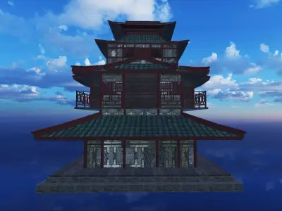 Ancient Japanese Building Style 03 Low-poly 3D model