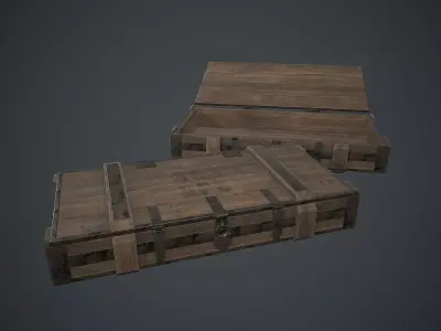 Wooden Weapon Case 2 PBR Game Ready Low-poly 3D model