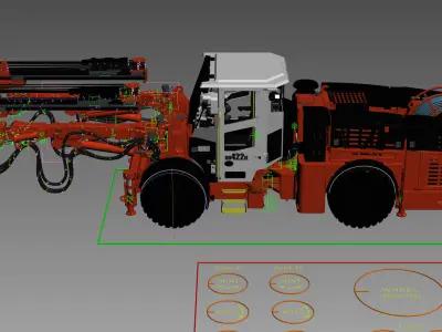 Underground Mining Drill Rigs DD422iE Rigged 3D model