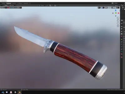 Hunter Knife Low-poly 3D model