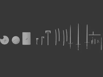 Melee Weapons Asset Pack- Handheld High Definition Bundle Low-poly 3D model