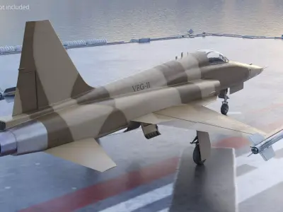 Sand Camo Jet Fighter with Wing Missiles Simplified 3D model