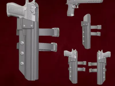 Long Slide Desert Eagle STL Files For Action Figures 3D print model