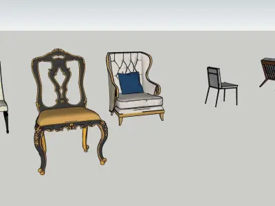 Classic Chairs Collection 3D model Low-poly 3D model