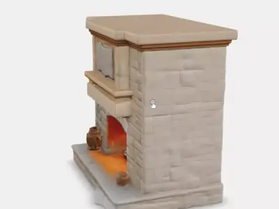 Majestic Stone Fireplace Low-poly 3D model