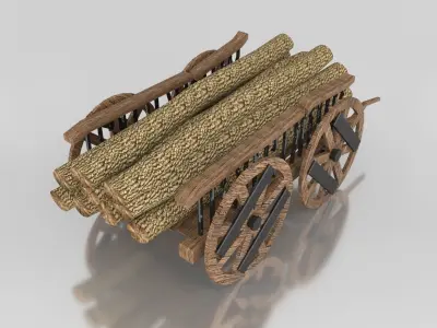 Medieval Horse Cart Low-poly 3D model