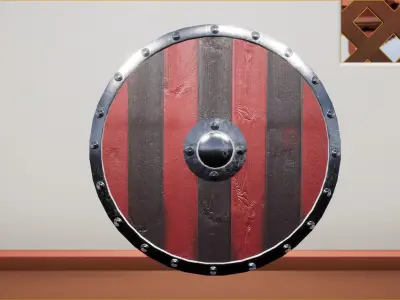 Shield wall clock - sims Low-poly 3D model