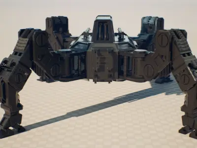 Quad Mech Rigged Low-poly 3D model