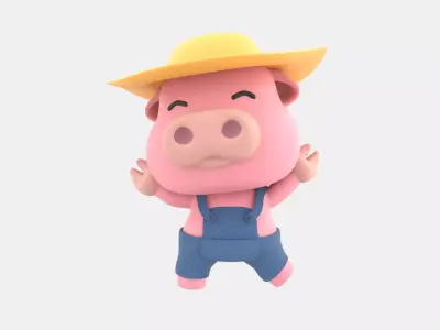 Cute Pig 3D Illustration 3D model 3