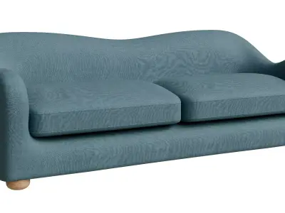 Blue Curved Back Sofa 3D model