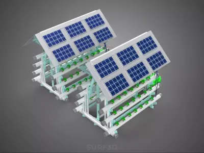 IOT SMART HYDROPONIC SOLAR PANEL POWER FARM PLANT WATER NUTRIENT 3D model