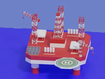 Cartoon Offshore Oil Platform 3D model