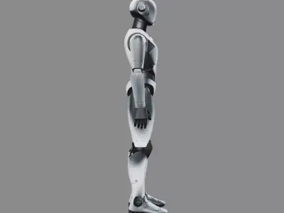 Polished Silver Minimalist Humanoid Robot 3D model