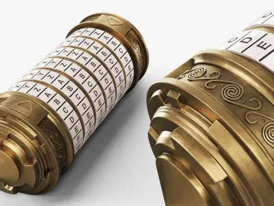 Da Vinci Cryptex Letter Combination Lock Gold 3D model