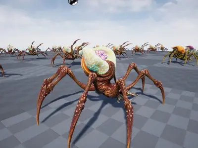 Bug 1 spider with head Low-poly 3D model
