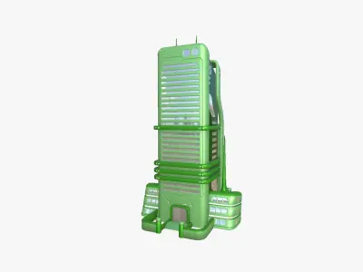 SciFi Building A06 Green - Sci Fi Exterior Design Free low-poly 3D model