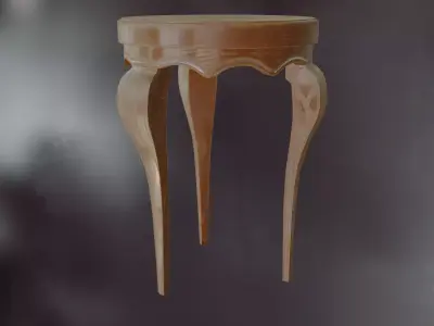 Stool round wooden table Free low-poly 3D model