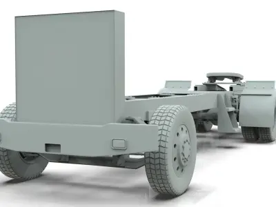 kenworth w900 1984 Chasis LowPoly Low-poly 3D model
