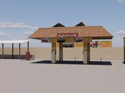Mighty Car Service Car Wash Low-poly 3D model