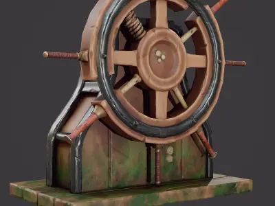Stylized Ship Wheel Game Ready Model Low-poly 3D model