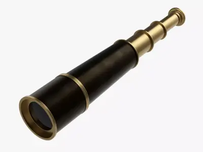 Antique brass spyglass 3D model
