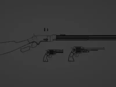 weapon revolver winchester Low-poly 3D model