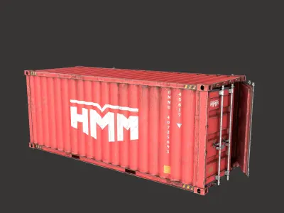 Old 20FT Side Opening Shipping Container Low-poly 3d model Low-poly 3D model
