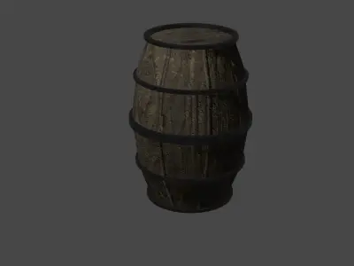 Oak Barrel Low-poly 3D model