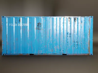 Intermodal Shipping Container 20-foot-long Rusted Low-poly 3D model