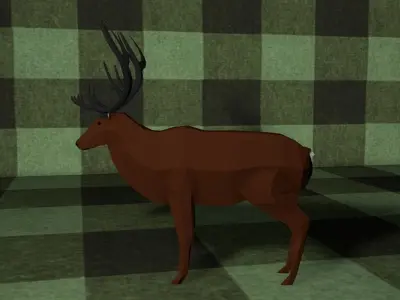Low poly deer with antlers Low-poly 3D model