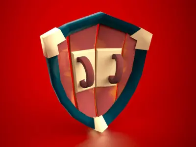 Low-Poly Shield with hand Low-poly 3D model