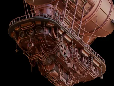 Steampunk Aircraft 3D Model 3D model