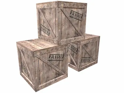 Wooden Box Low Poly Low-poly 3D model