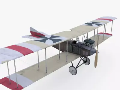 AlbatrosBI biplane with stripes Low-poly 3D model