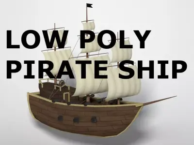 Low Poly Pirate Ship Low-poly 3D model