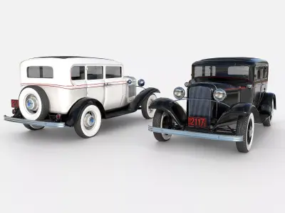 1932 Ford Model 18 4-door sedan Low-poly 3D model