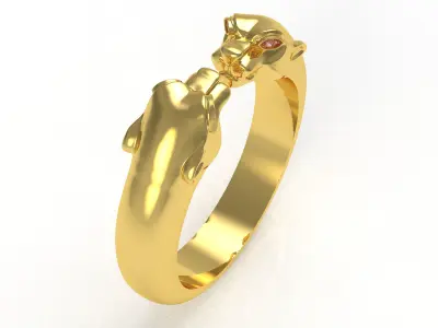 Panther Head Ring 3D print model