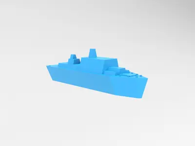 Cartoon Simple Warship v1 004 Low-poly 3D model