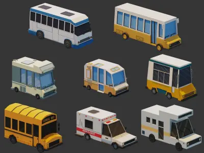 Low Poly Cars Ships and Planes Low-poly 3D model