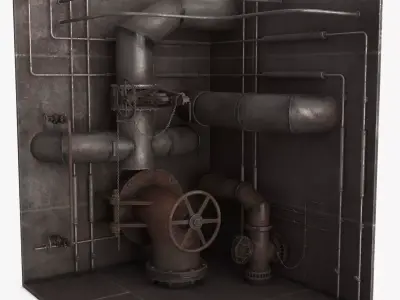 Industrial Pipes v2 Low-poly 3D model