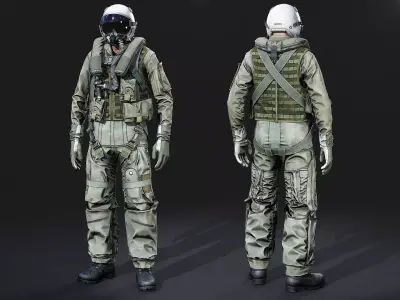 Modular US Air Force Pilot Low-poly 3D model